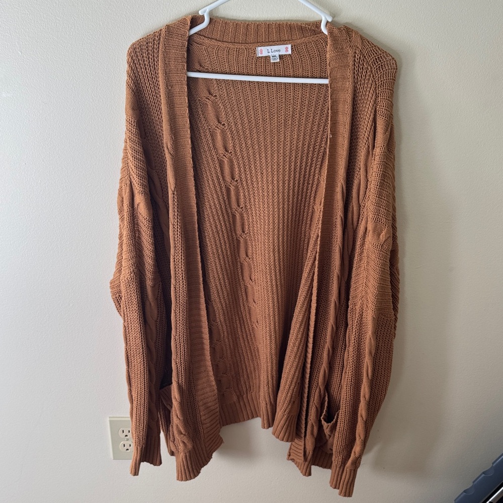Camel Cable Knit Cardigan